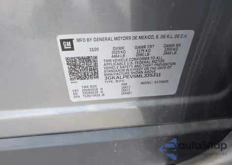 2021 GMC Terrain Fwd Slt из США, поврежденный, VIN 3GKALPEV5ML335311